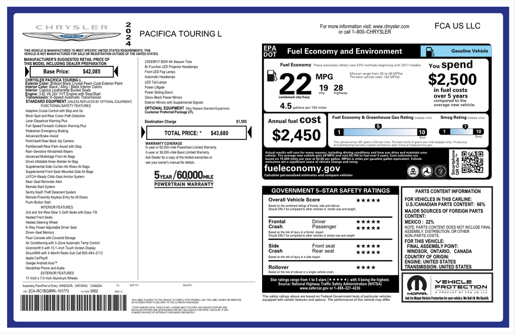 2024 Chrysler Pacifica Touring L