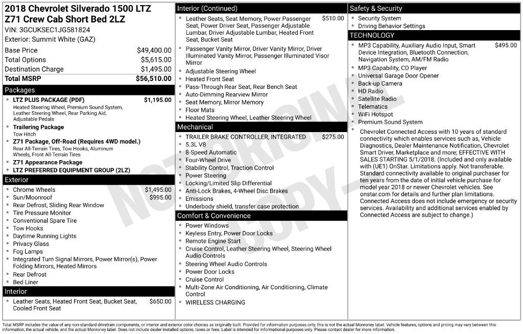 2018 Chevrolet Silverado 1500 LTZ 2LZ
