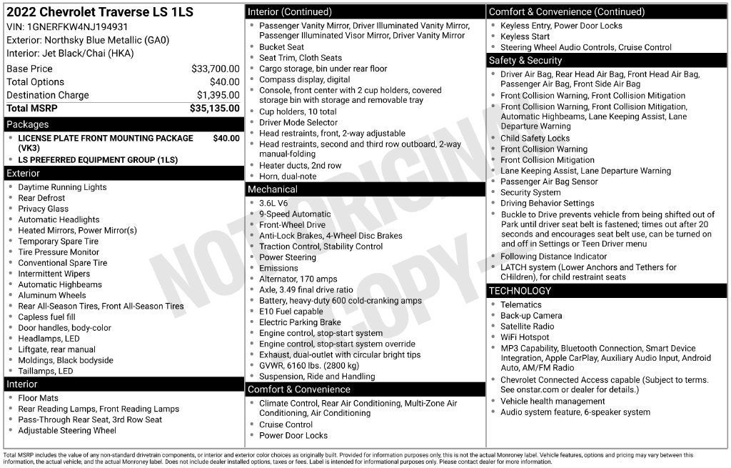 2022 Chevrolet Traverse LS