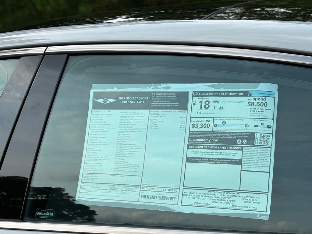 2027 Genesis G80 3.5T Sport Prestige